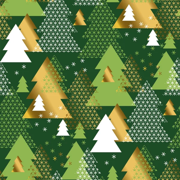 Arbre de Noël géométrique vert motif sans couture . — Image vectorielle