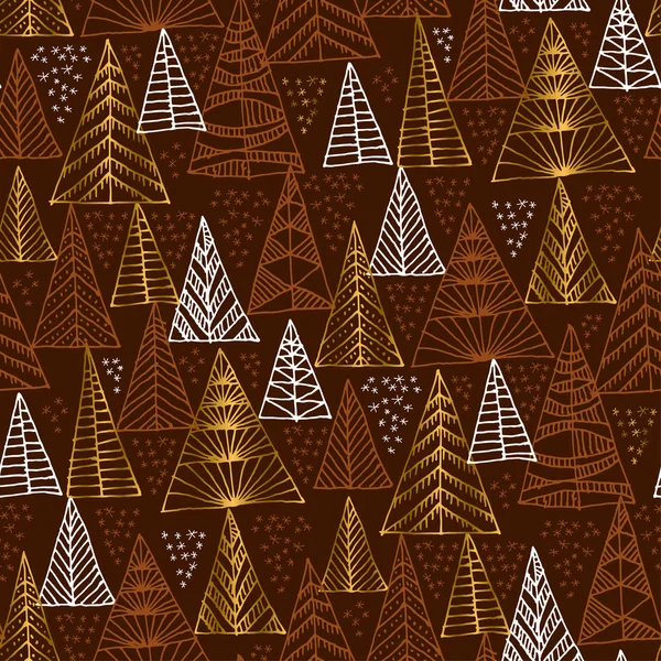 様式化されたクリスマス ツリー シルエットのシームレス パターン — ストックベクタ