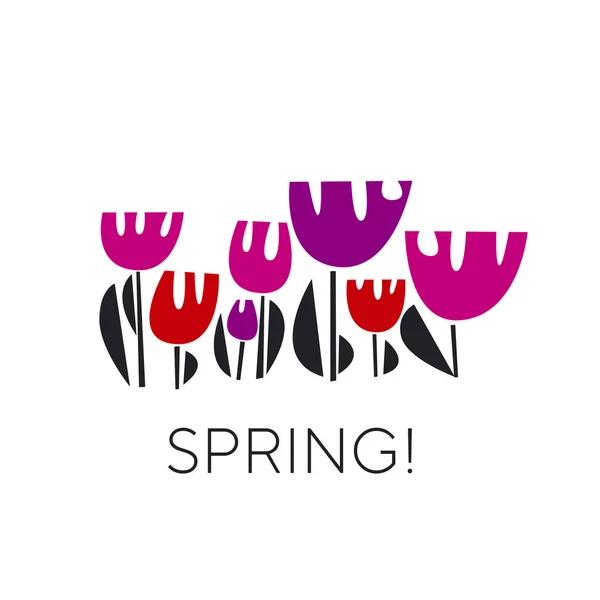 Primavera tulipas cor vetor ilustração — Vetor de Stock
