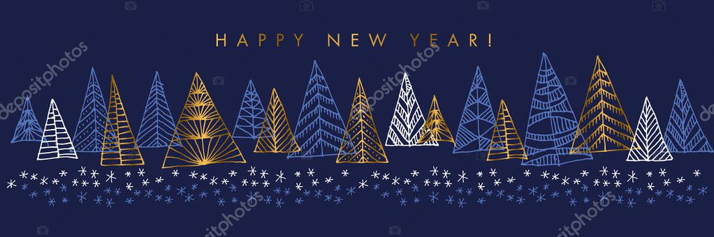 Hand drawn Christmas tree horizontal design element Royalty Free Stock Illustrations