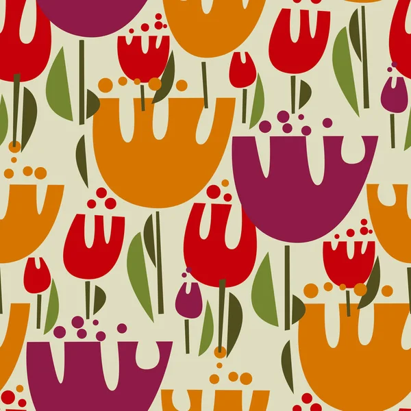 Tulipanes vector de color patrón sin costura — Archivo Imágenes Vectoriales