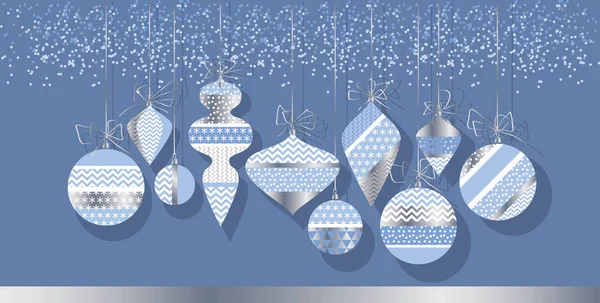 ビンテージ ブルー クリスマス安物の宝石設定ベクトル図. — ストックベクタ