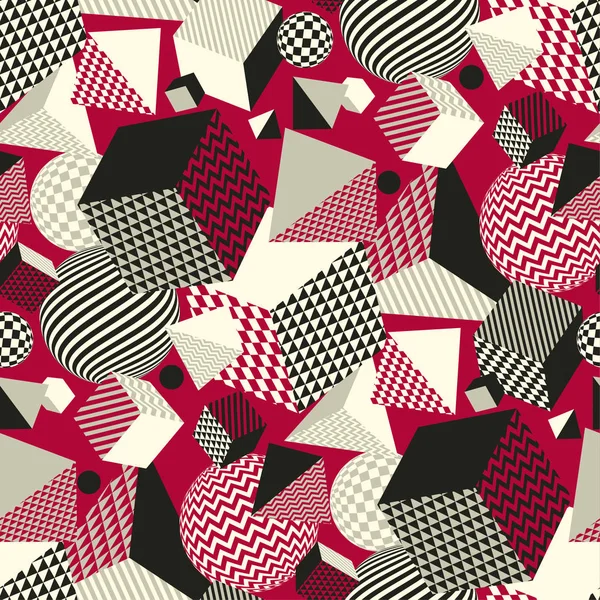 Klassieke rode en zwarte geometrische naadloze patroon — Stockvector
