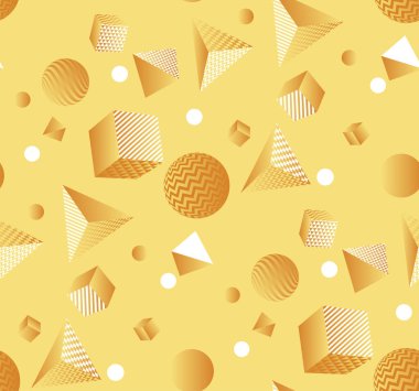 Minimal sarı geometrik şekiller Dikişsiz desen