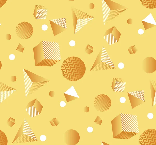 Mínimo amarillo formas geométricas patrón sin costura — Archivo Imágenes Vectoriales