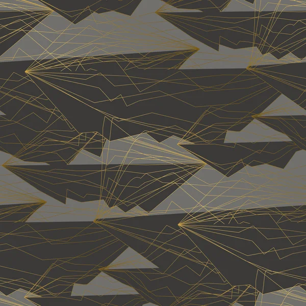 Lignes et formes dorées minces motif sans couture — Image vectorielle