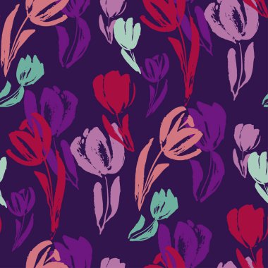 Tropikal renkleri Lale kroki seamless modeli