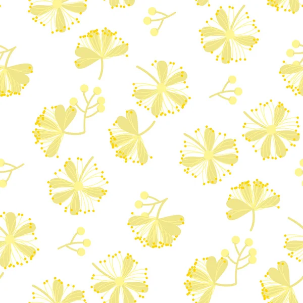 Linden fleur dessin à la main vecteur motif sans couture — Image vectorielle