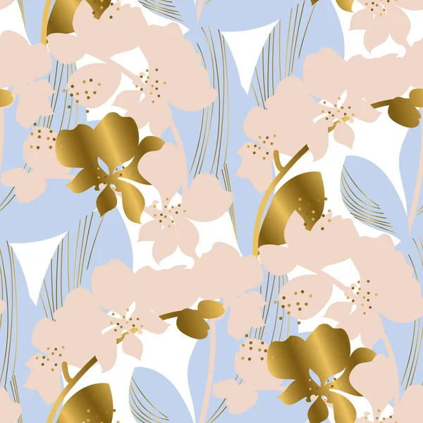 Silhouette florale tropicale motif sans couture . — Image vectorielle