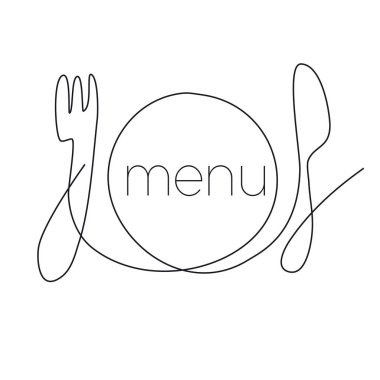 Restoran menüsü sürekli ince çizgi illüstrasyon