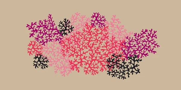 핑크 컬러의 장식적인 고립된 산호 실루엣 — 스톡 벡터