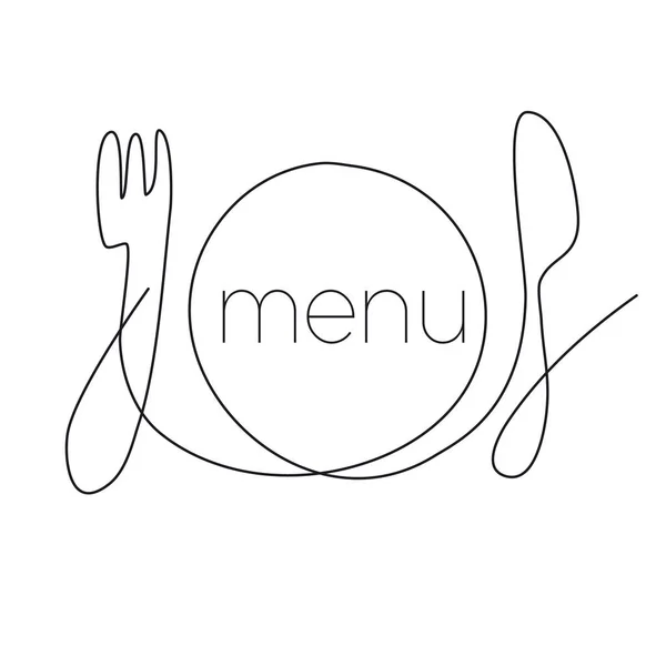 Restaurant menu continuous thin line illustration — Stock Vector