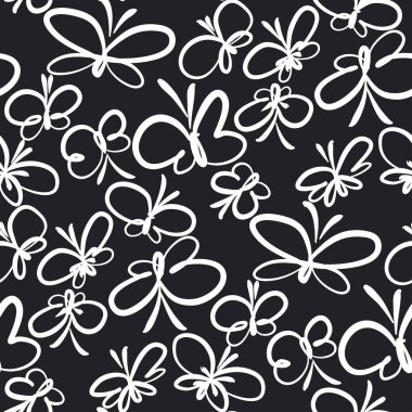 Kelebekler el vektör sorunsuz desen çizilmiş