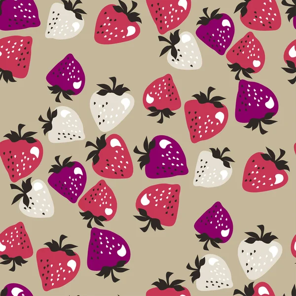 Naive rosa Erdbeeren nahtloses Muster — Stockvektor