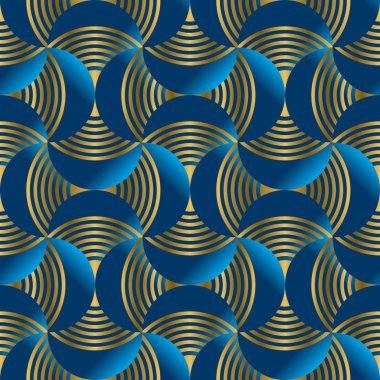 Altın ve deniz mavisi geometrik soyut dalgalar