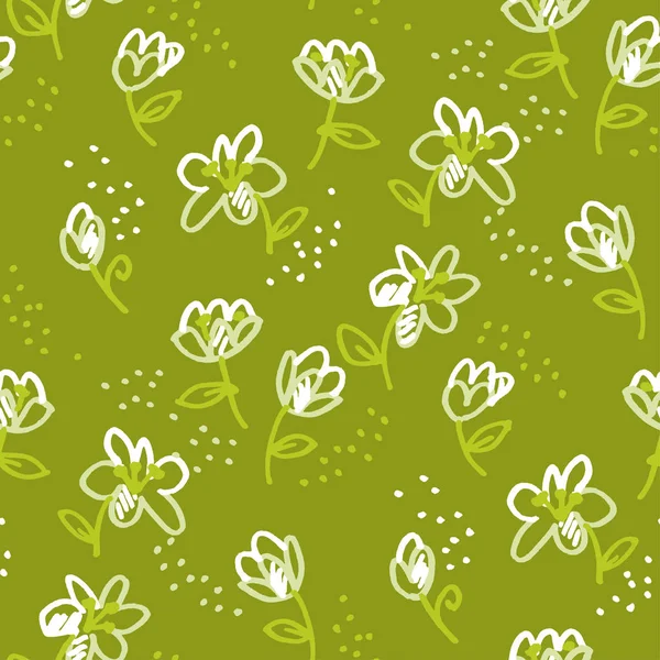 Flores abstractas bosquejo patrón sin costura — Vector de stock