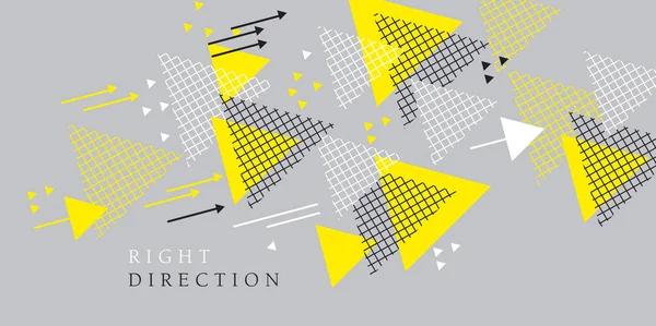 ラコニックグレーと黄色の抽象的な矢印組成物 — ストックベクタ