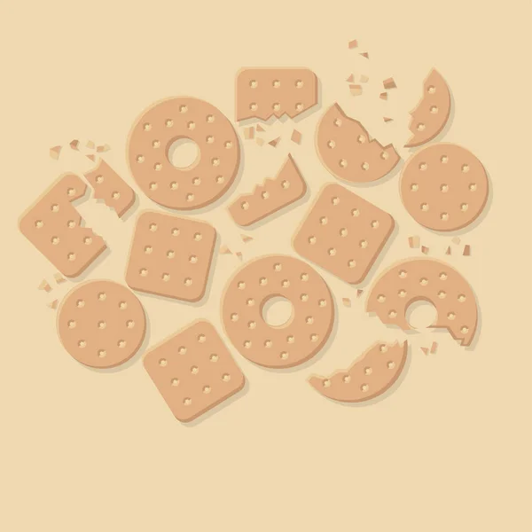 脆饼干，饼干平面矢量插图 — 图库矢量图片