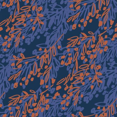 Ağaç dalları el çizilmiş vektör dikişsiz desen