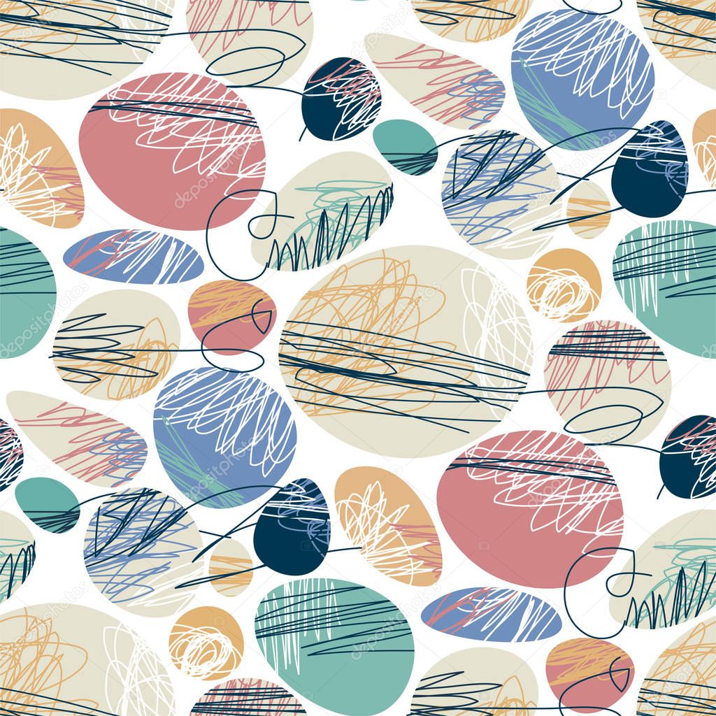 Colorful circles and ovals seamless pattern