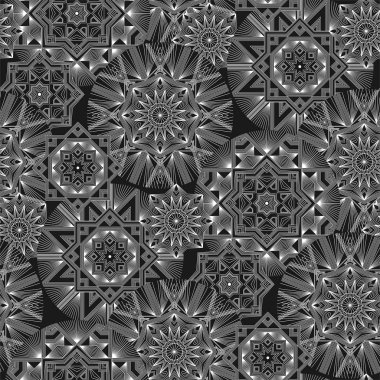 Geometrik tek renkli çiçekler vektör dikişsiz desen