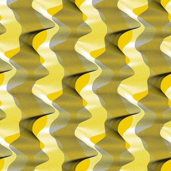 Abstrakte Linie nahtloses Muster in Gelb und Schwarz — Stockvektor