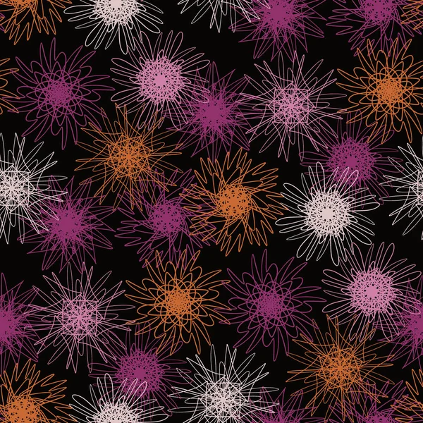 菊花和阿斯特无缝图案 — 图库矢量图片