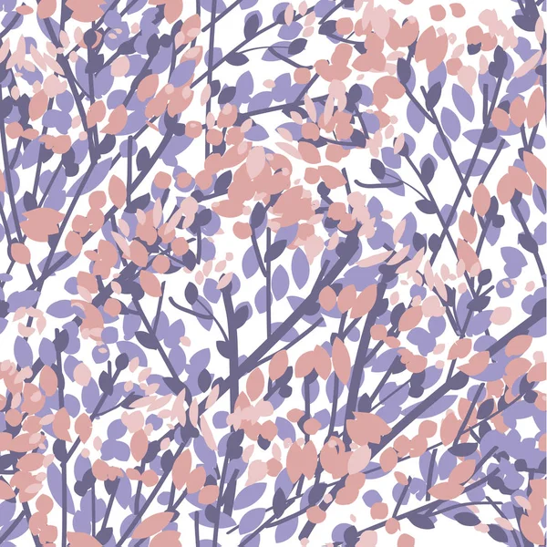 Violet en roze Tender tak naadloze patroon. — Stockvector