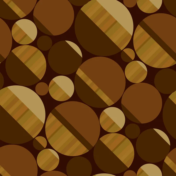 Round shapes seamless pattern in wood brown colors — Stock Vector