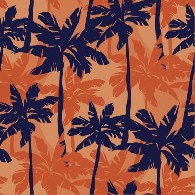 Palmiye silueti lakonik tropikal dikişsiz desen