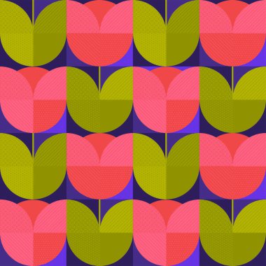 70 'lerin titreşimleri soyut, dikişsiz çiçek deseni