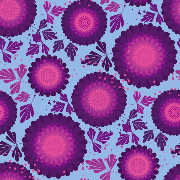 Violet et rose aster fleur motif sans couture — Image vectorielle