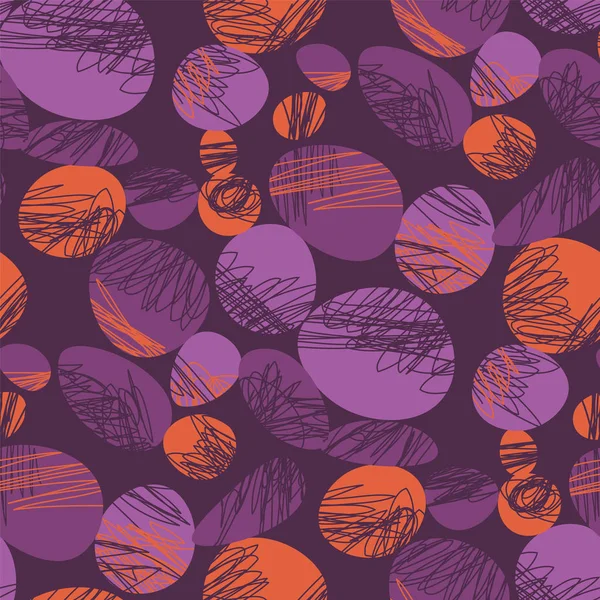 古色古香的紫色和橙色的无缝图案 — 图库矢量图片