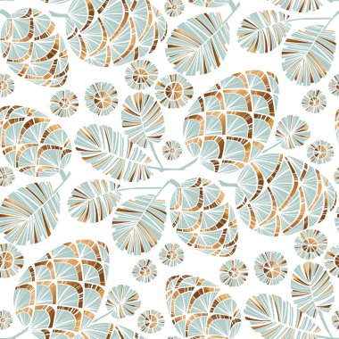 Xmas pastel deniz mavisi yeşil çam kozalaklarının dikişsiz deseni