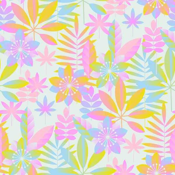 Pastel néon floral tropical motif sans couture pour le tissu — Image vectorielle