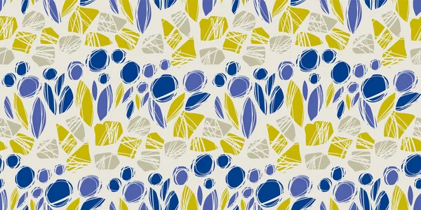 Esquisse Géométrique Fleurs Bleues Décoratives Motif Sans Couture Pour Fond — Image vectorielle