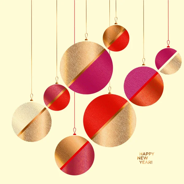 Classic Red Gold Elegant Xmas Balls Poster Elegant Masculine New — Stock Vector