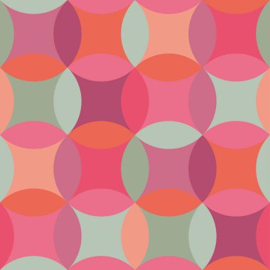 Temel geometrik daireler arka plan, kumaş, tekstil, ambalaj, yüzey, ağ ve baskı tasarımı için kusursuz desen. Pembe ve yeşil renkler geometri tekrarlanabilir motif.