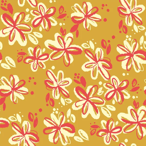 Été Vibes Motif Floral Sans Couture Rapport Shabby Dessiné Main — Image vectorielle