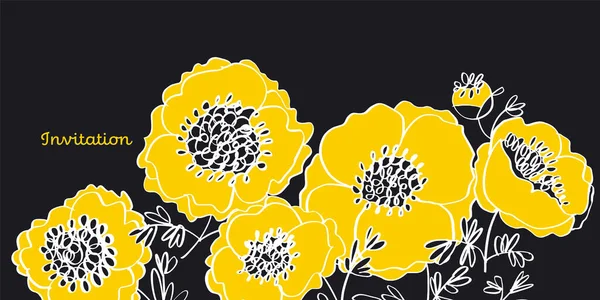 Fun Big Bold Summer Flowers Design Element Web Banners Cartazes —  Vetores de Stock
