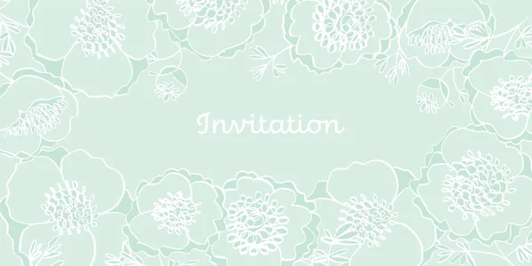 Tender Elegante Menta Verde Peonia Fiori Elemento Design Banner Web — Vettoriale Stock