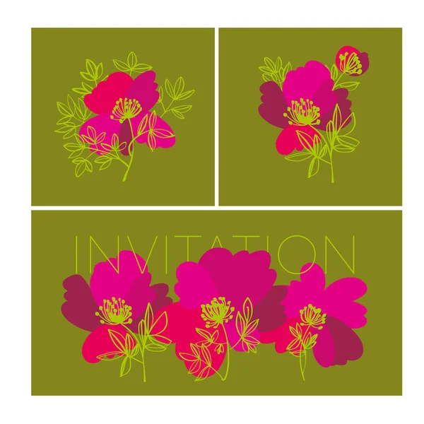 夏季野草花卉装饰元素卡片 邀请函 社交媒体 邮政出版物 病媒花的主题 — 图库矢量图片