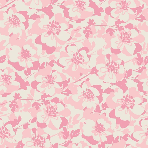 Zartes Elegantes Pastellrosa Blumenmuster Für Stoff Textil Webpost Und Print — Stockvektor