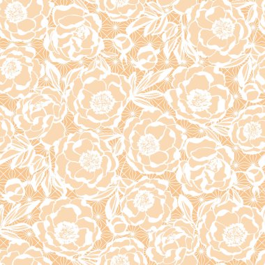 Beyaz düğün çiçekli vektörde zarif bej arka plan, kumaş, tekstil, ambalaj, yüzey, ağ ve iz tasarımı için kusursuz desen