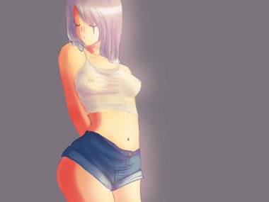 Seksi Anime kız çizim