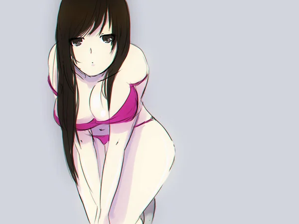Sexy Anime Girl Tekening — Stockfoto