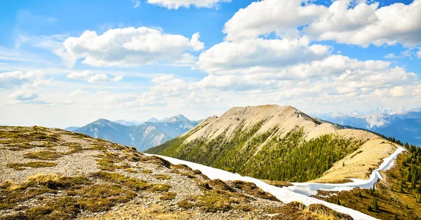Vue Depuis Sommet Montagne Printemps Montagnes Rocheuses Canadiennes Col Pedley — Photo