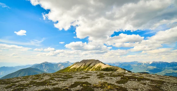 The view from a mountain summit in Spring - Canadian Rocky Mountains, Pedley Pass, British Columbia, Canada