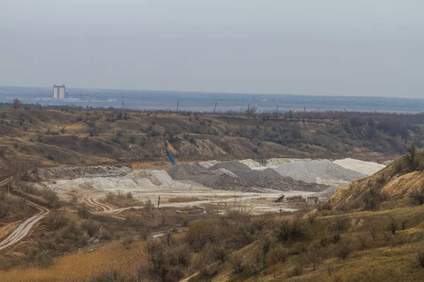 Pedreira Barro Estepe Tavria Região Zaporozhye Ucrânia Novembro 2018 — Fotografia de Stock