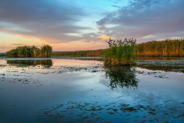 Sunset in the Dnieper River